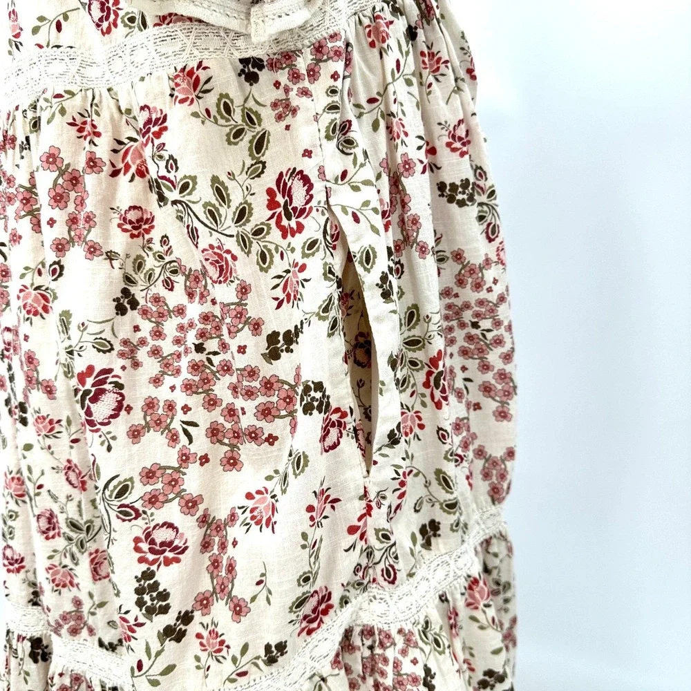Anthropologie Lori Tunic Dress Size‎ S Floral White Prairie Cottagecore Romantic
